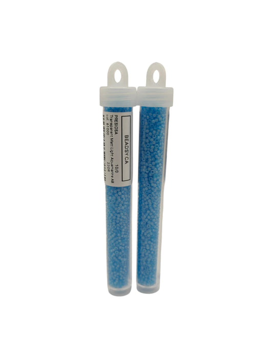 Preciosa Ornela size 10/0 blue beads in labeled tubes – product packaging